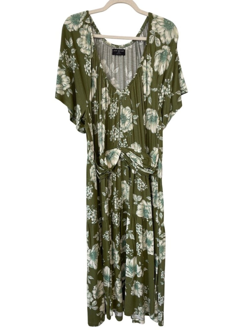 Lane Bryant Midi Dress Plus Size 18/20 Floral Tiered Short Flutter Sleeves Boho